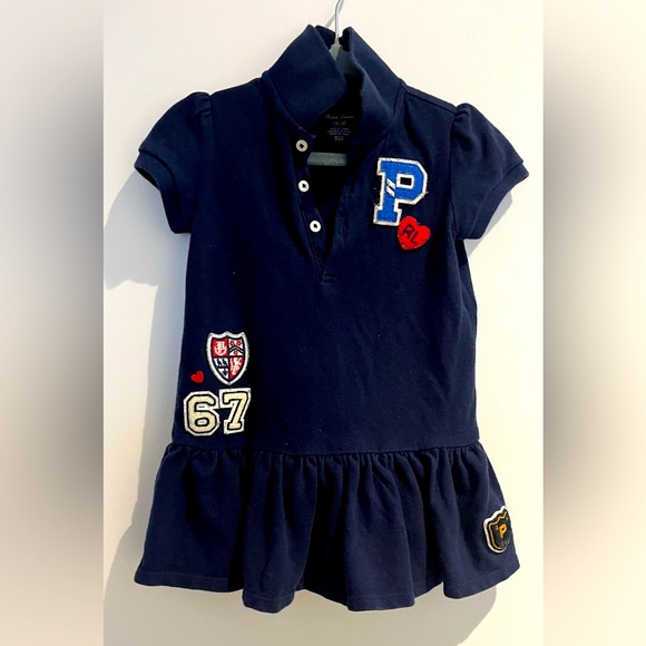 Polo Ralph Lauren Other - Infant Girl Polo Ralph Lauren Varsity Embroidered Patch Knit Dress  12mo